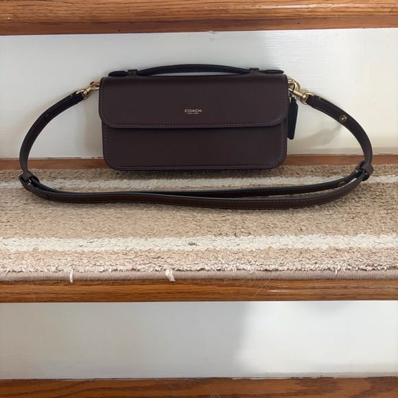 Coach Dark Brown Leather Flap Crossbody with Gold Hardware - Picture 6 of 6